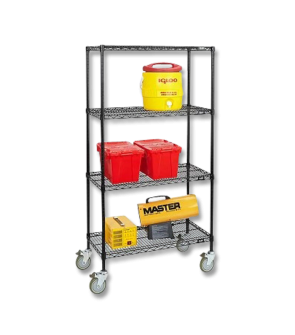 Heavy Duty Mobile Wire Shelving - Black