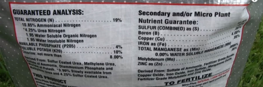 Check the fertilizer label Fertilizer label