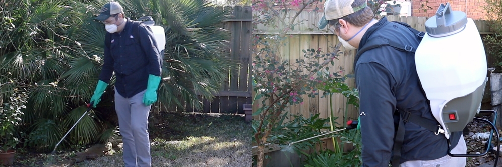 Spraying Vegetation with Backpack Sprayer Spraying Vegetation with Backpack Sprayer